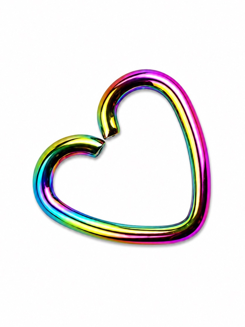 Rainbow Heart Hoop Cartilage Earring Anodized Stainless Steel